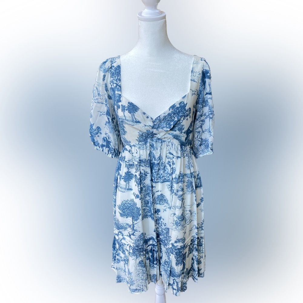 Gianni Bini Mini Dress Bubble Sleeve Smocked Back - Size 10